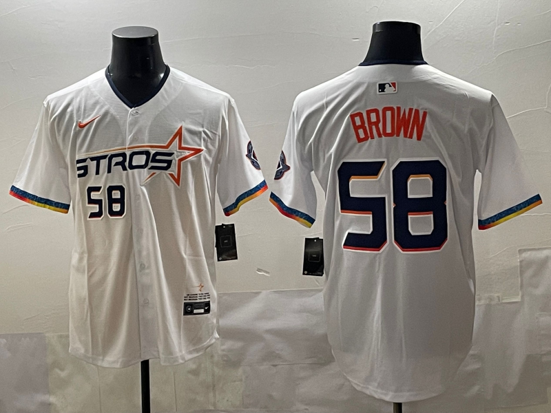 Men's Houston Astros Hunter Brown #58 White 2025 City Connect Limited Jersey Men's Houston Astros Hunter Brown #58 White 2025 City Connect Limited Jersey